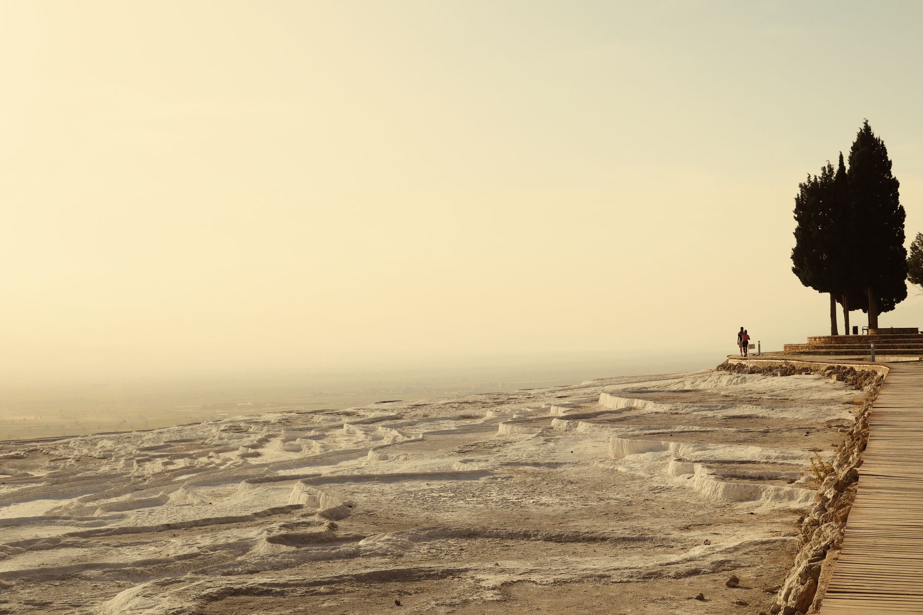 A bariatric patient taking a gentle stroll in Pamukkale's serene landscape.