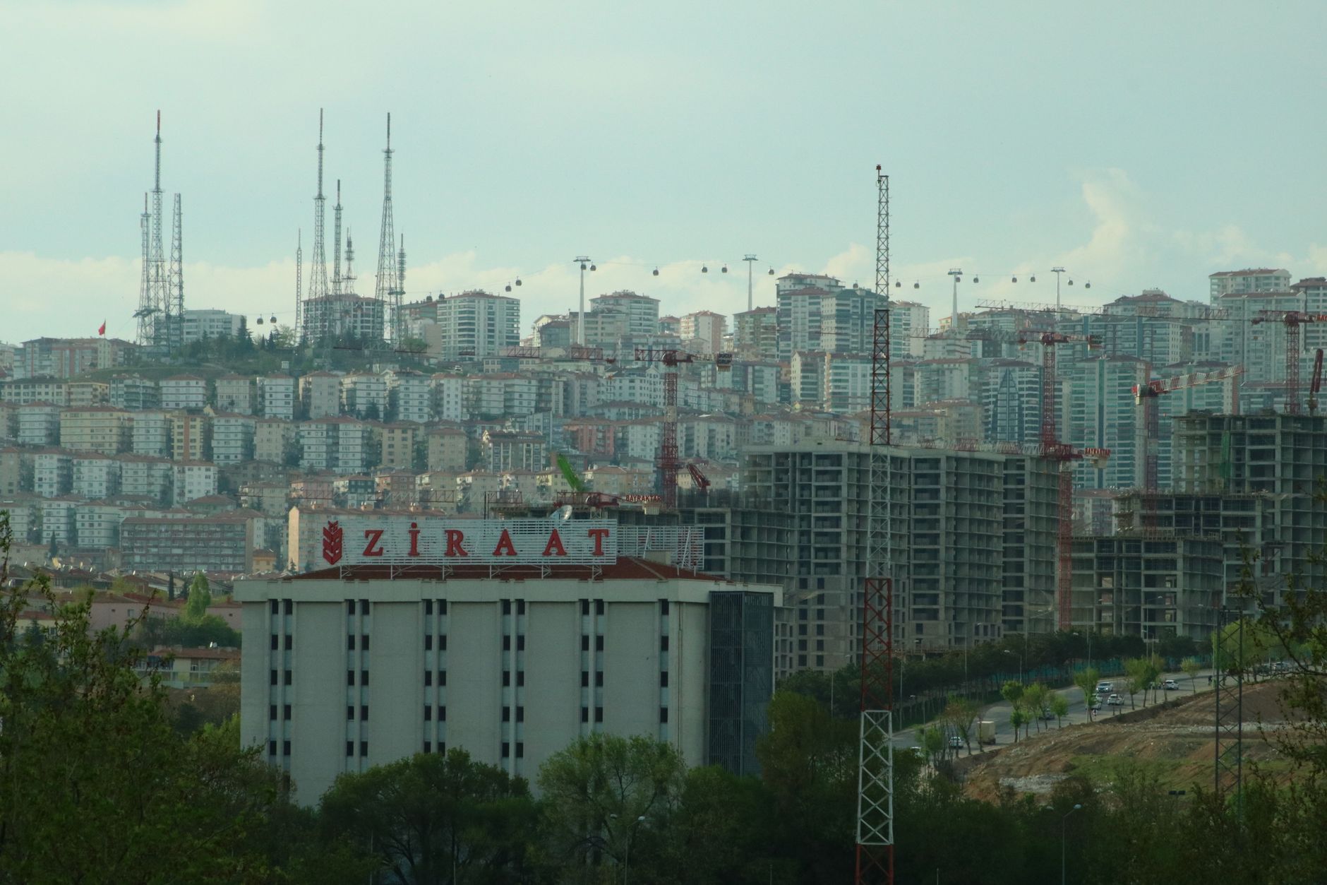 View of Ankara featuring Ziraat Hospital and ongoing construction in the background.