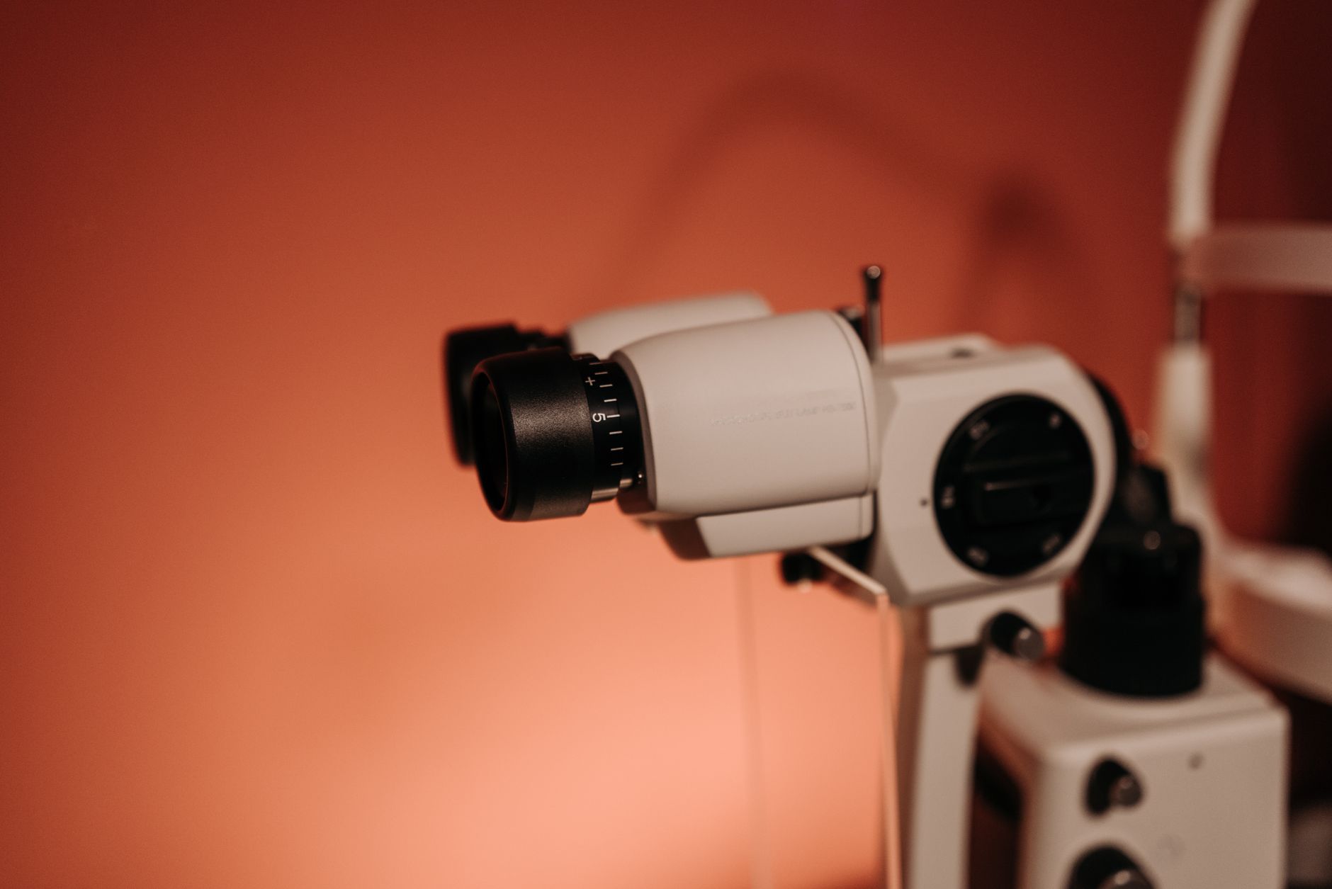 Close-up of wavefront diagnostic equipment used for eye examinations.