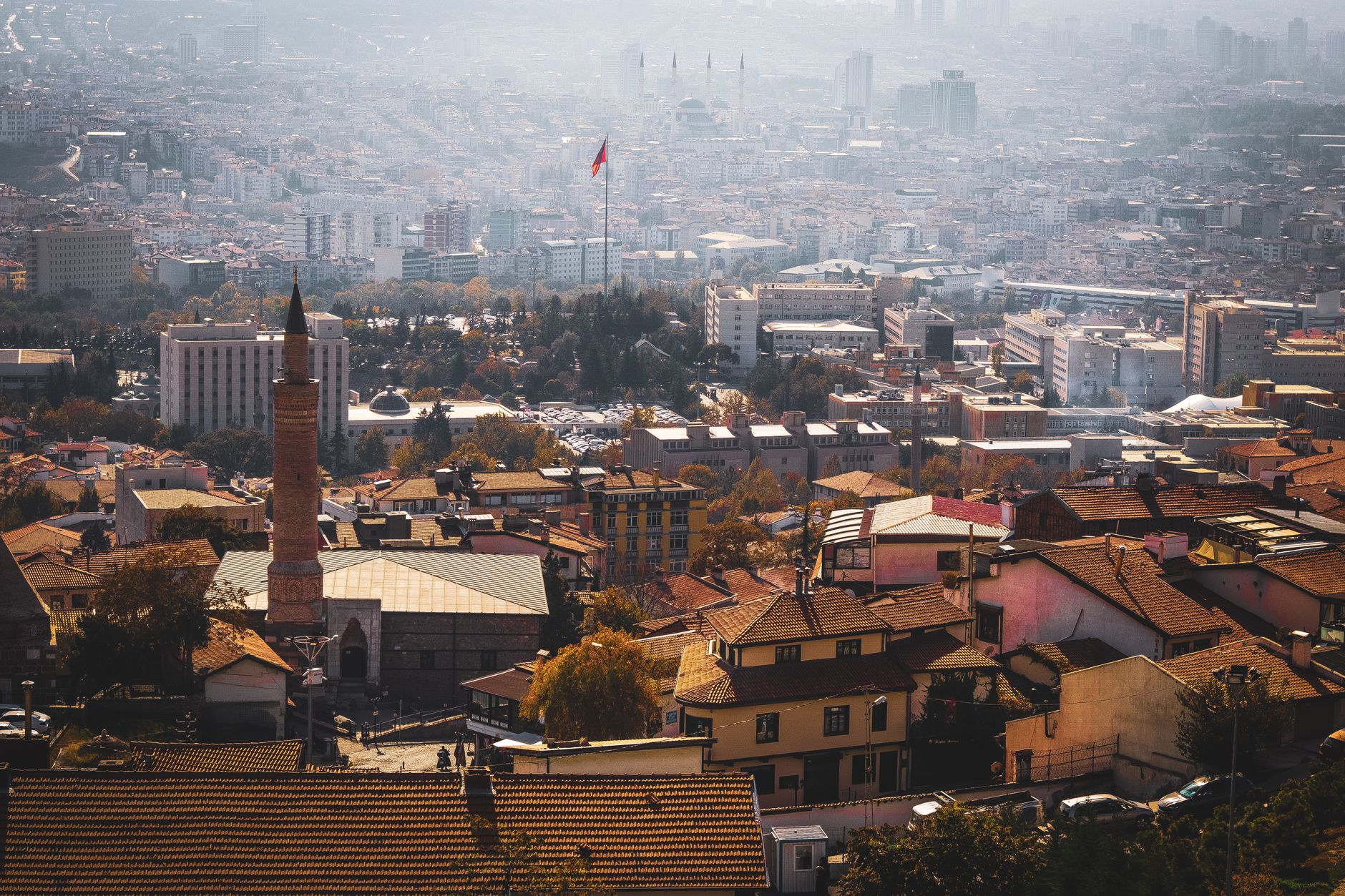 A panoramic view of Ankara, showcasing urban buildings and historical structures, highlighting its health tourism potential.