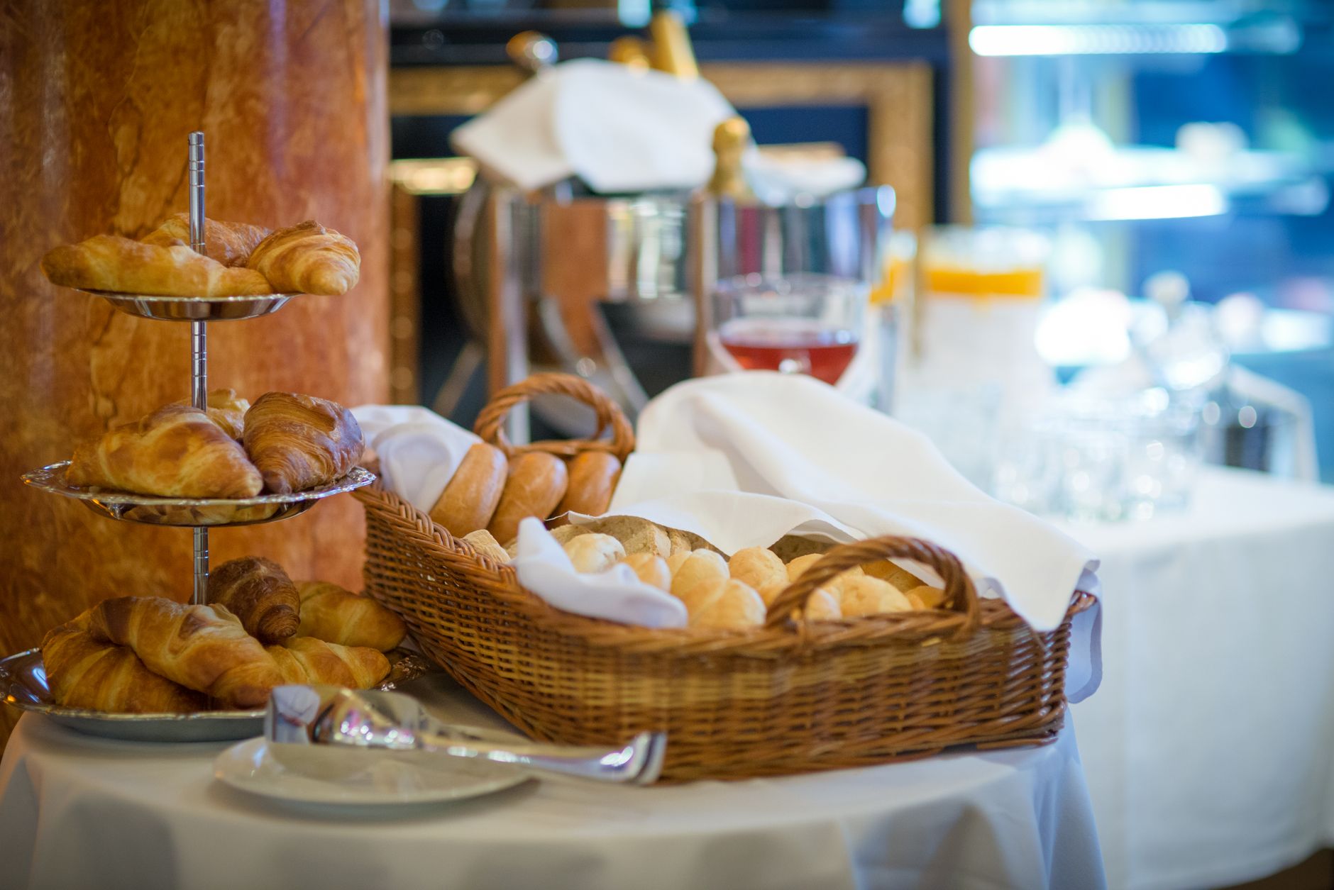 A variety of fresh pastries and gluten-free options set on a hotel breakfast table in Istanbul.