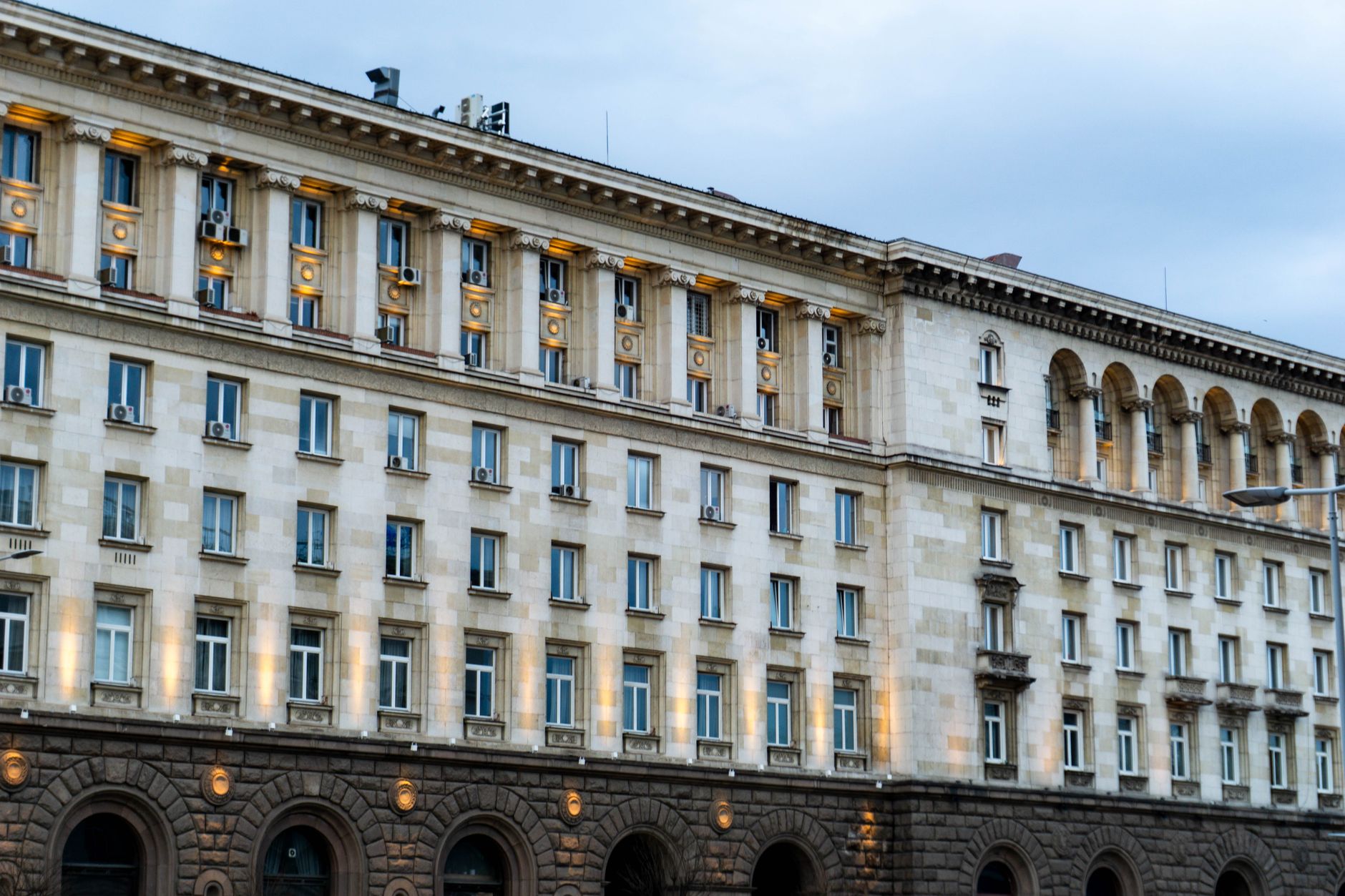 Facade of the Ministry of Health building in Ankara, showcasing architectural details and windows.