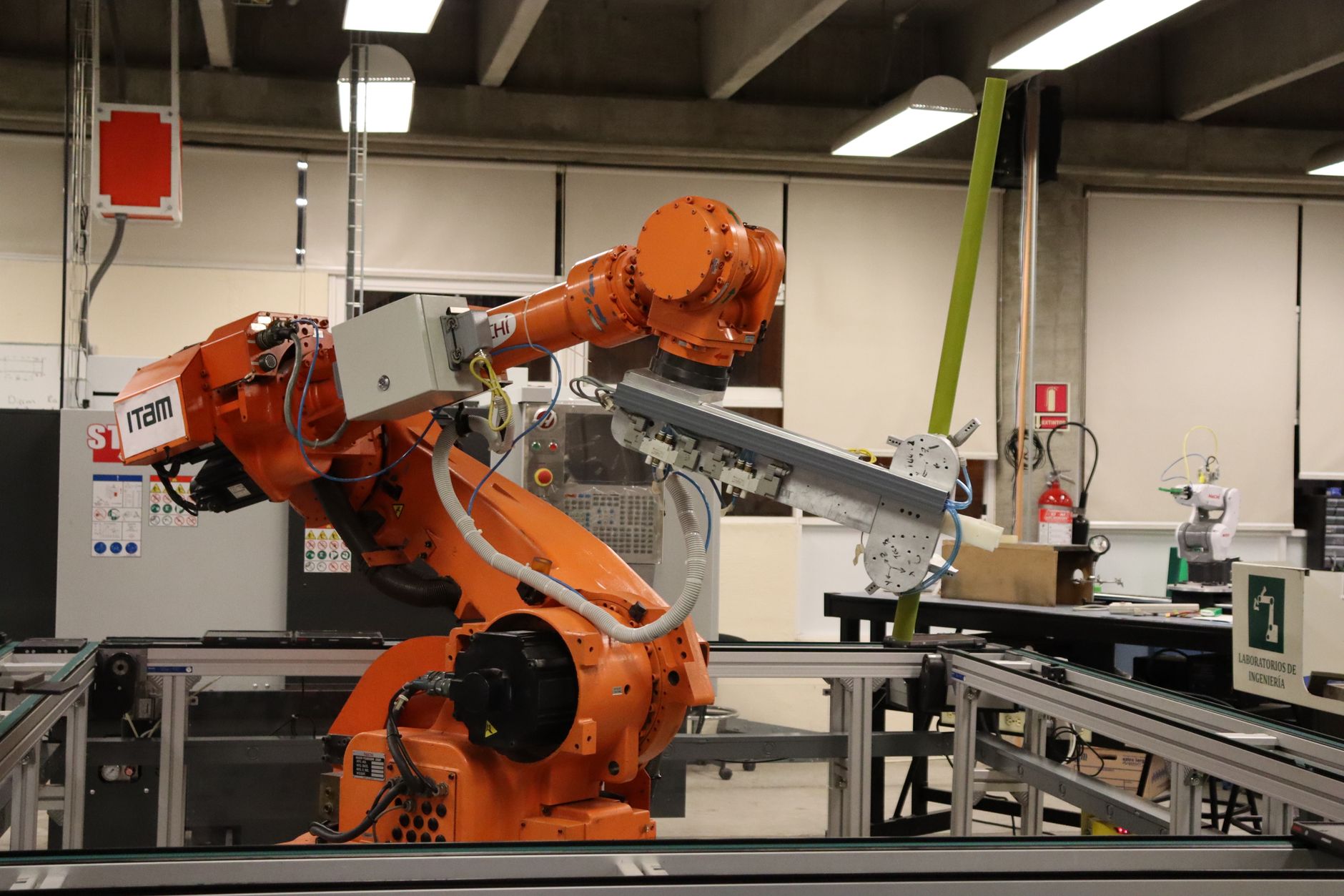 Robotic arm in lab setting, showcasing advanced surgical technology for prostate surgery.